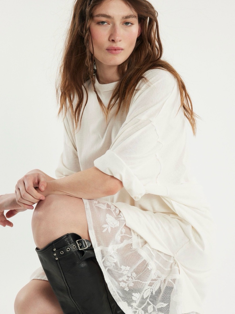 Free People Care FP Slow Down Tee. NWOT. Ivory